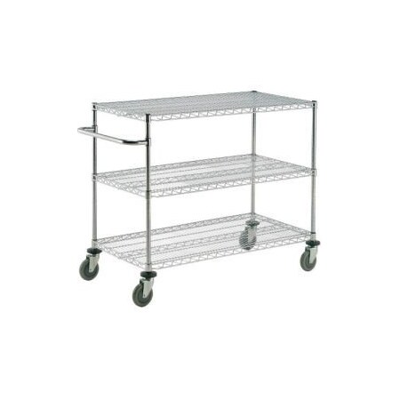 Global Equipment Nexel Chrome ESD Adjustable Shelf Cart, 3 Shelf, 72"L x 21"W x 40"H, Polyurethane Casters SC2172ESD3